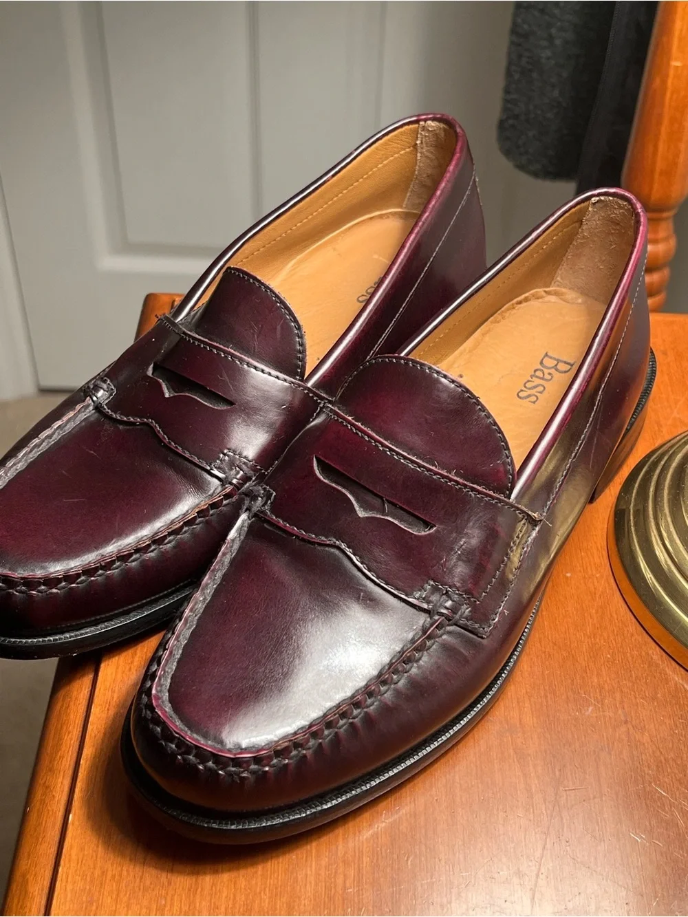 Bass Men’s Burgundy Leather Penny Loafers